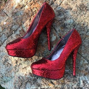 👠 glitter red shoes